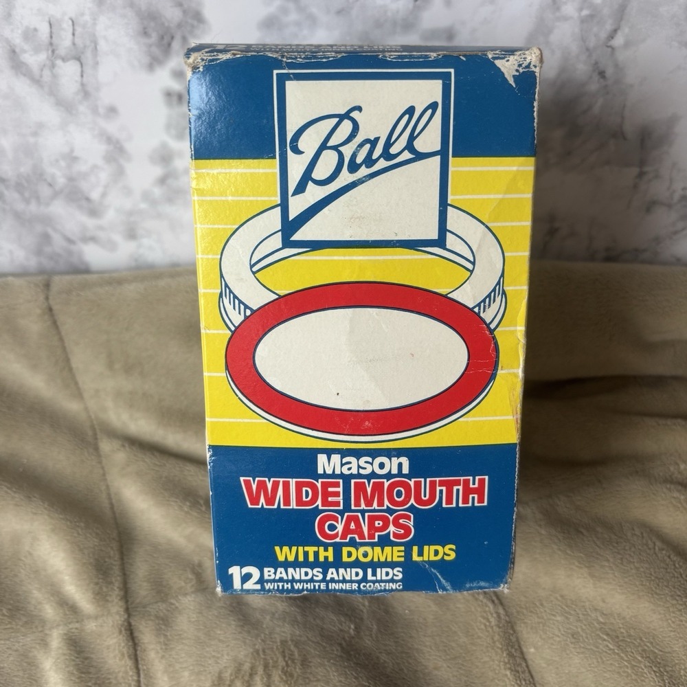 Vintage Ball Mason Wide Mouth Caps With Dome Lids / New In Box 12 Ct